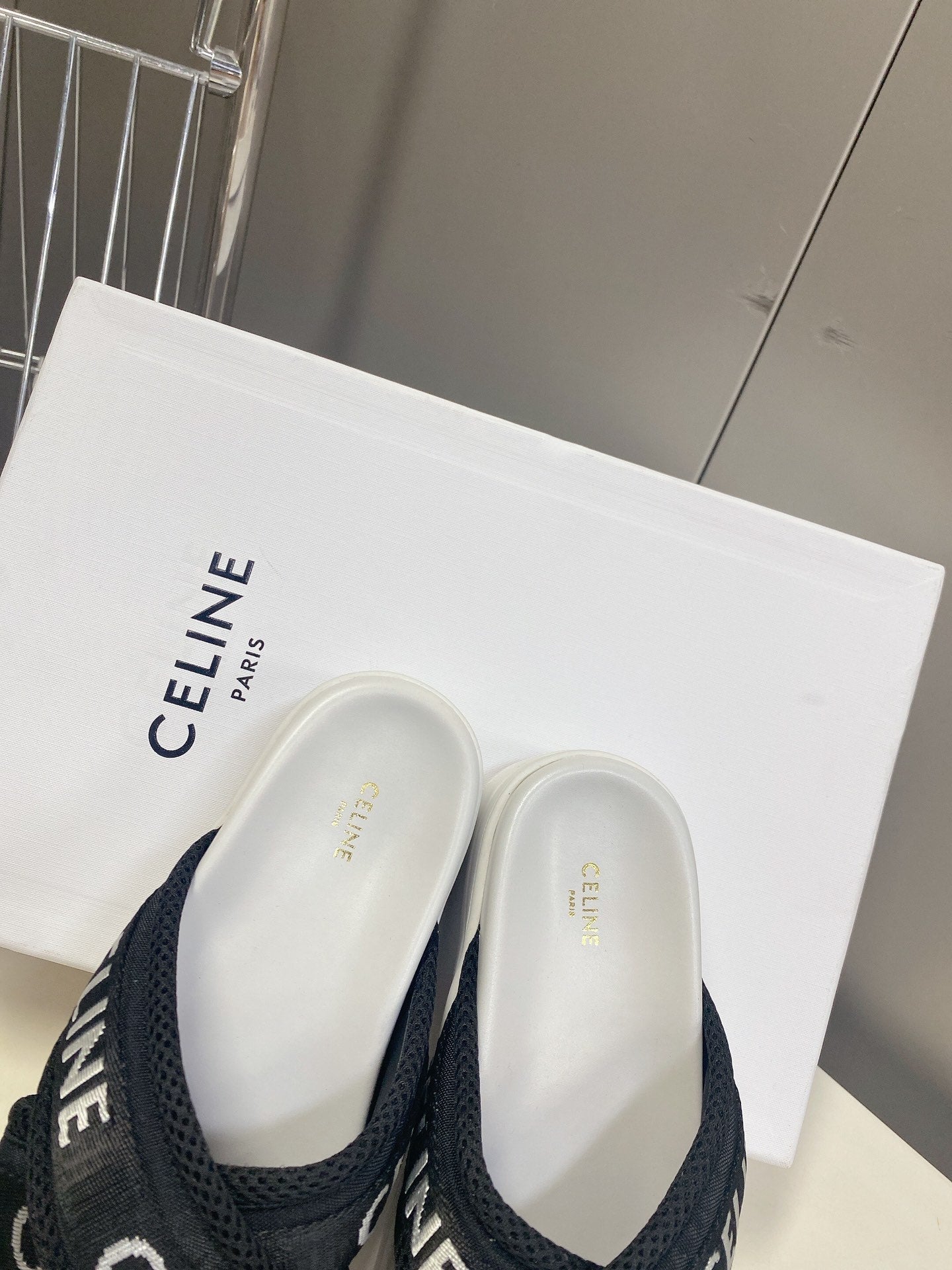 Celine Block mesh jacquard fabric thick sole sandals XZH199