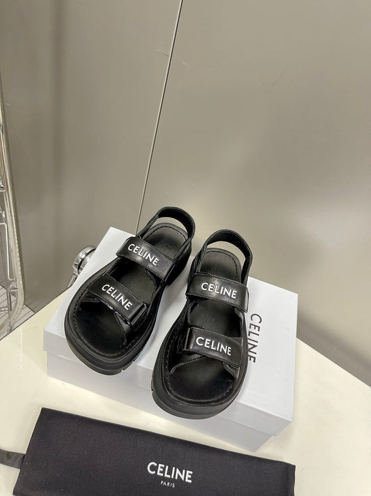 Celine Black Open Toe Soft Sole Beach Sandals XZH177