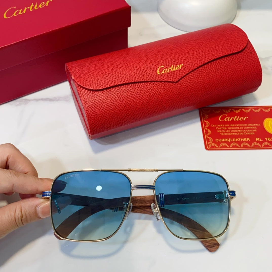 Cartie new transparent blue sunglasses for men's double beam retro driving and travel UV resistant sunglasses YJB35