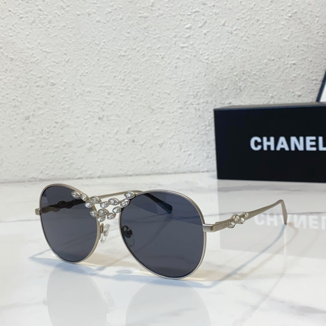 Chanel's new oval sunglasses, wheat ear metal flying sunglasses YJB37