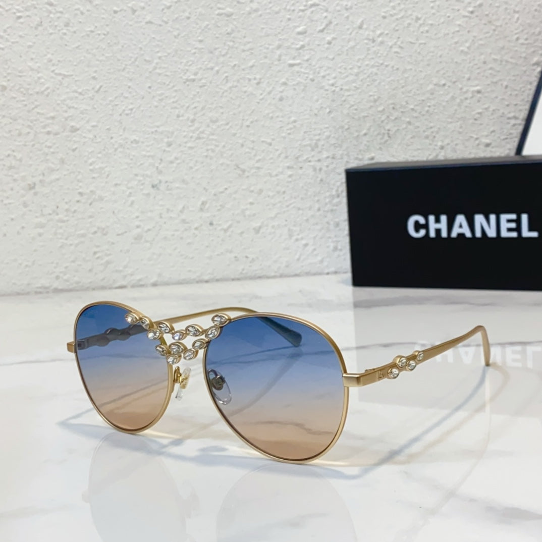 Chanel's new oval sunglasses, wheat ear metal flying sunglasses YJB37