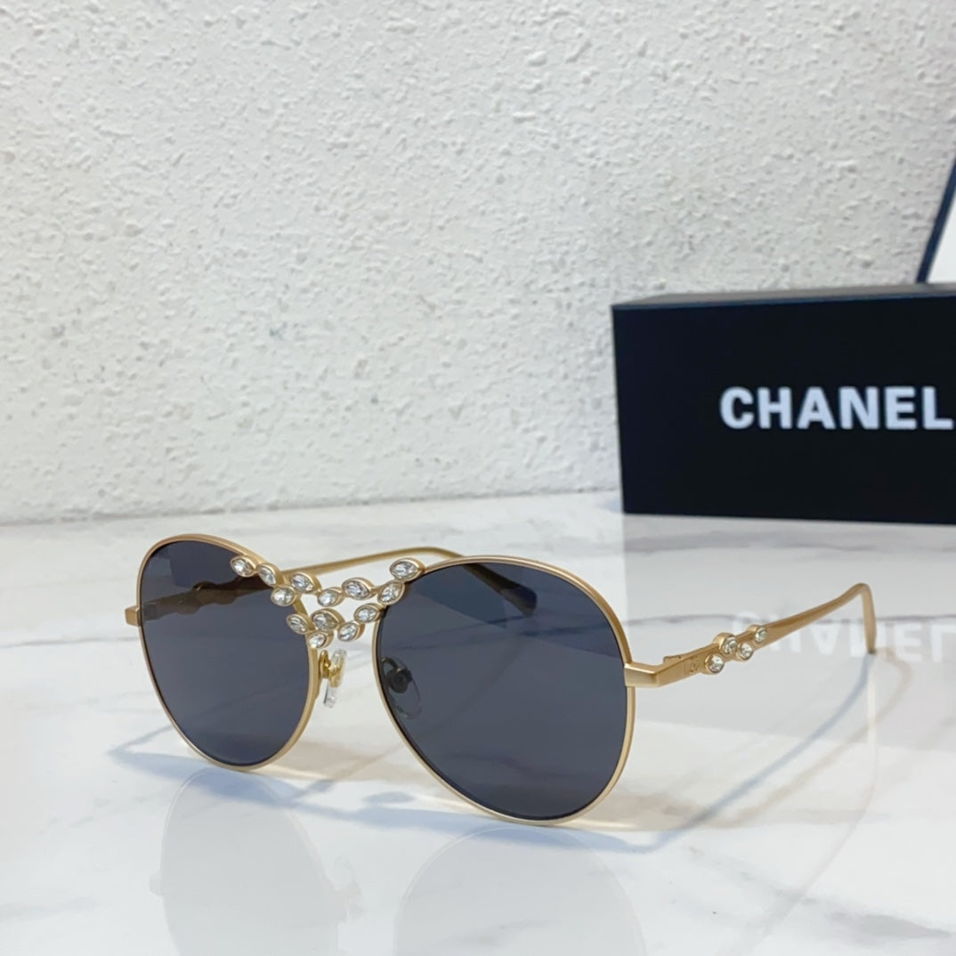 Chanel's new oval sunglasses, wheat ear metal flying sunglasses YJB37