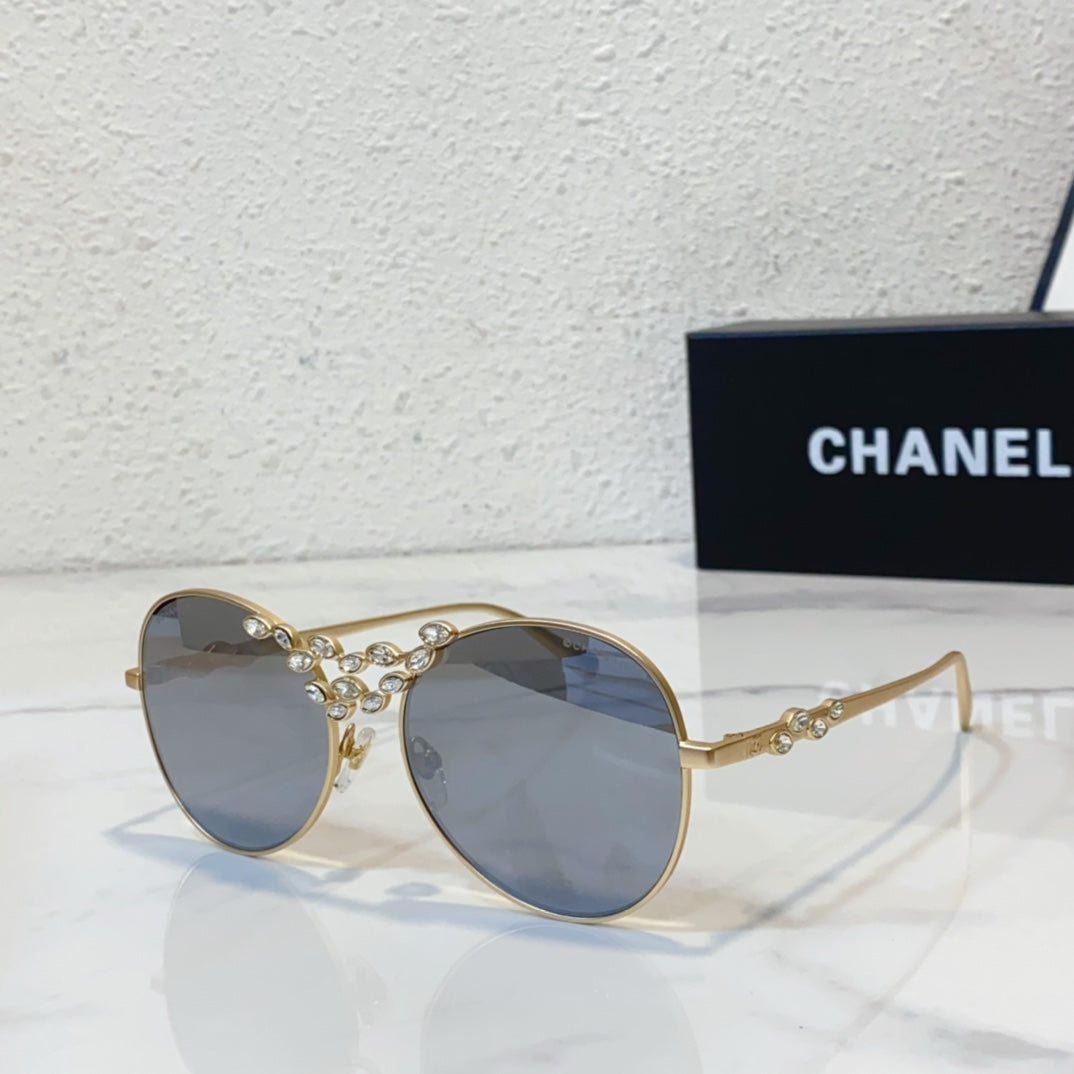 Chanel's new oval sunglasses, wheat ear metal flying sunglasses YJB37