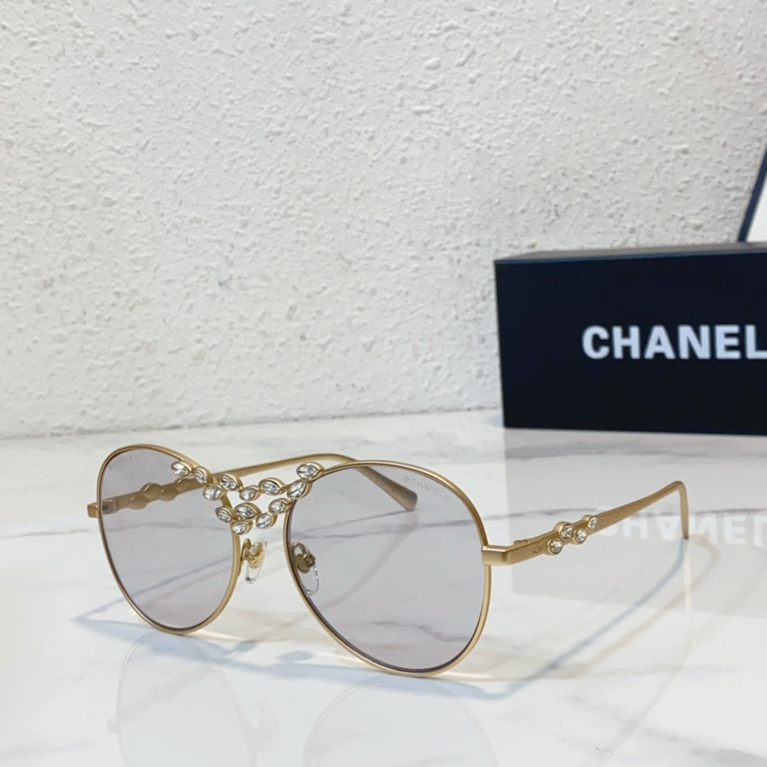 Chanel's new oval sunglasses, wheat ear metal flying sunglasses YJB37