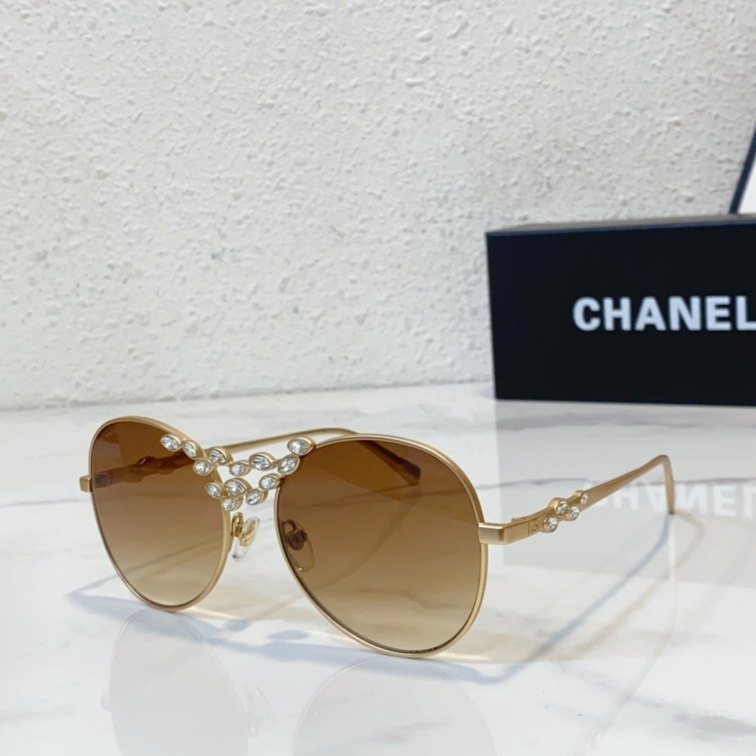 Chanel's new oval sunglasses, wheat ear metal flying sunglasses YJB37