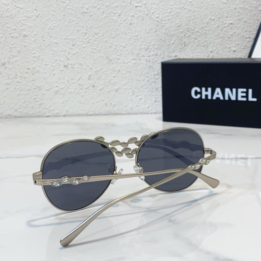 Chanel's new oval sunglasses, wheat ear metal flying sunglasses YJB37