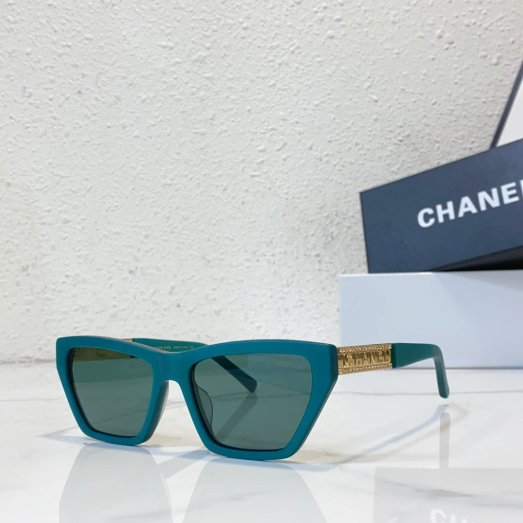 European and American Personalized Casual Sunglasses Fashionable Green Blue Box Cat Eye Sunglasses YJB40