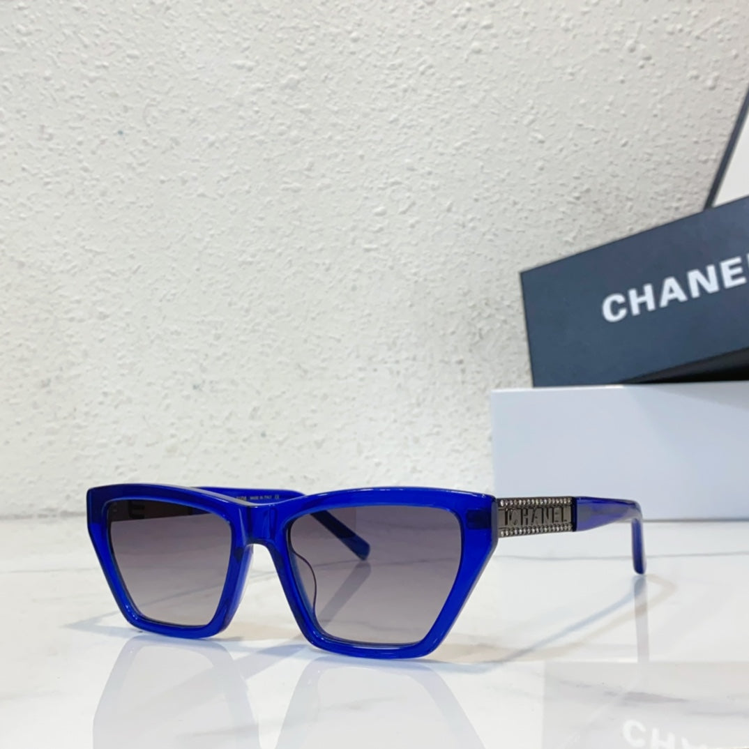 European and American Personalized Casual Sunglasses Fashionable Green Blue Box Cat Eye Sunglasses YJB40