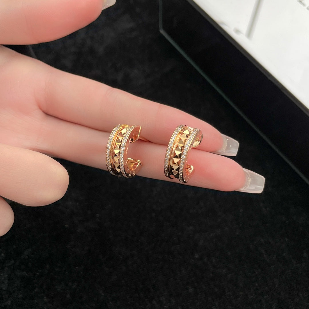 light luxury diamond rose gold circle couple ring eha146