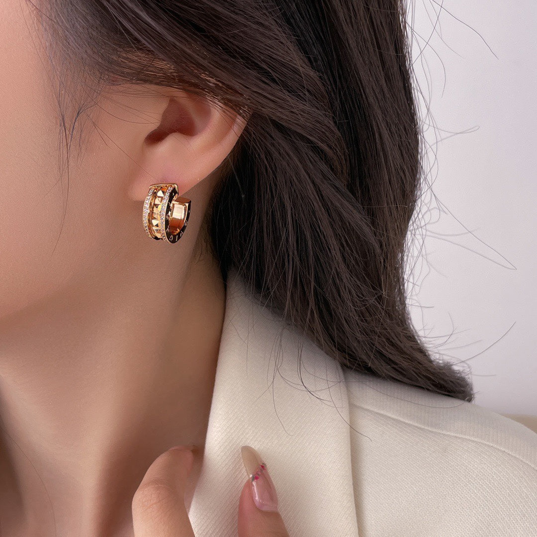 light luxury diamond rose gold circle couple ring eha146