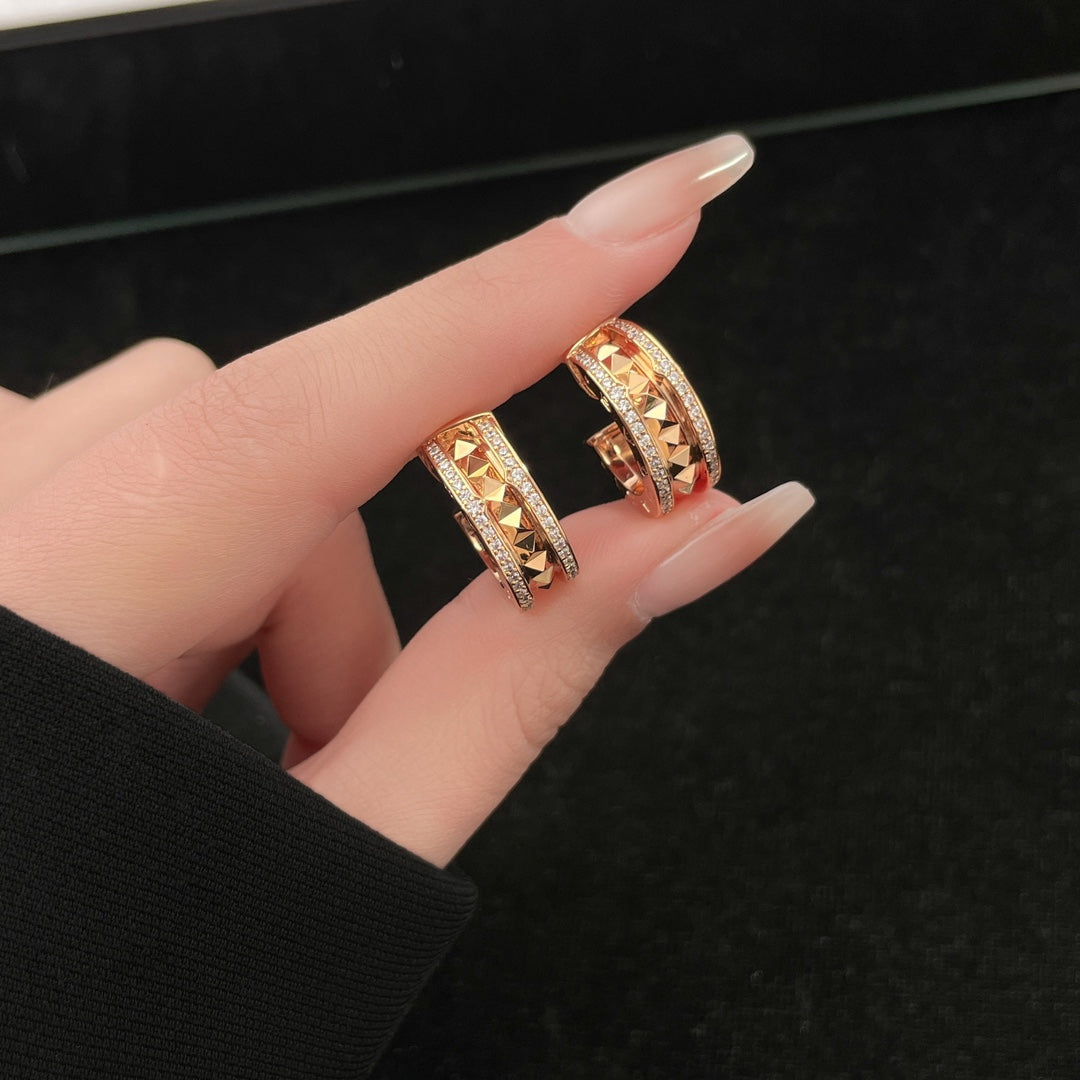 light luxury diamond rose gold circle couple ring eha146