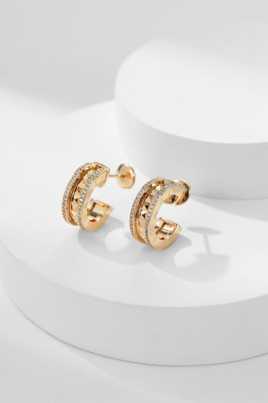 light luxury diamond rose gold circle couple ring eha146