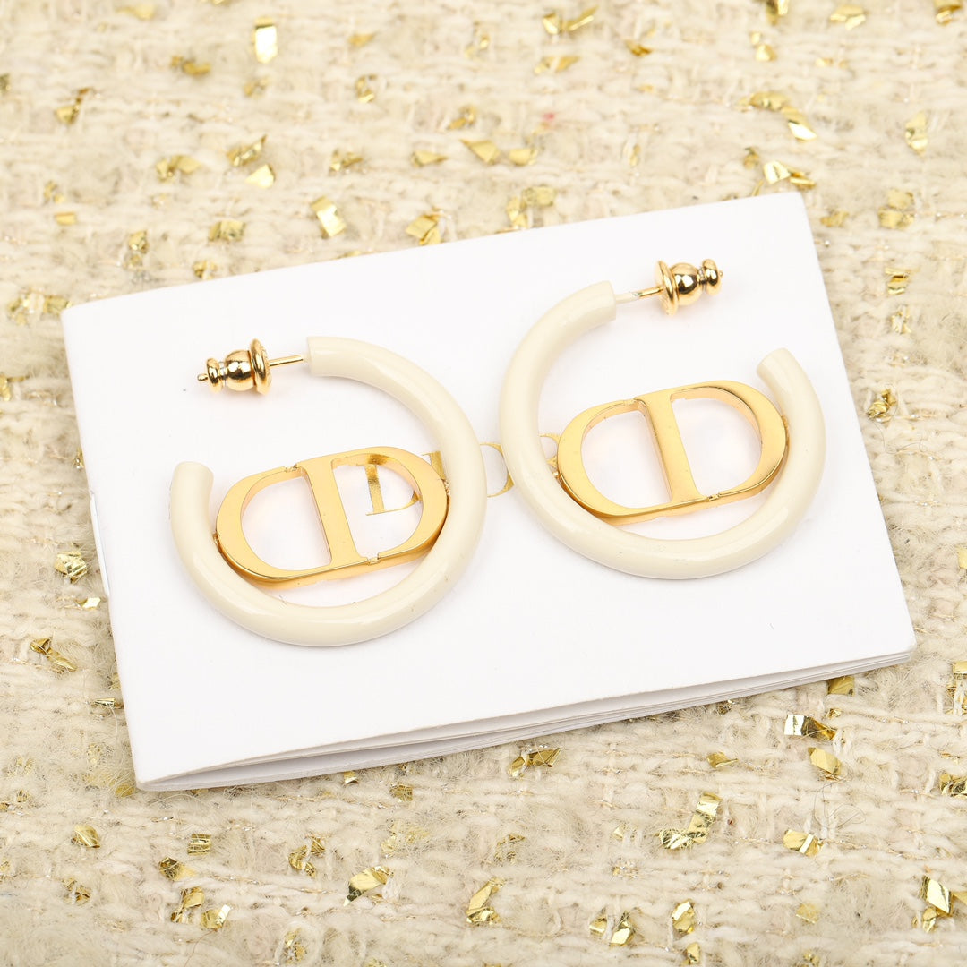 light luxury celebrity style milk tea letter gold simple and versatile earrings eha139