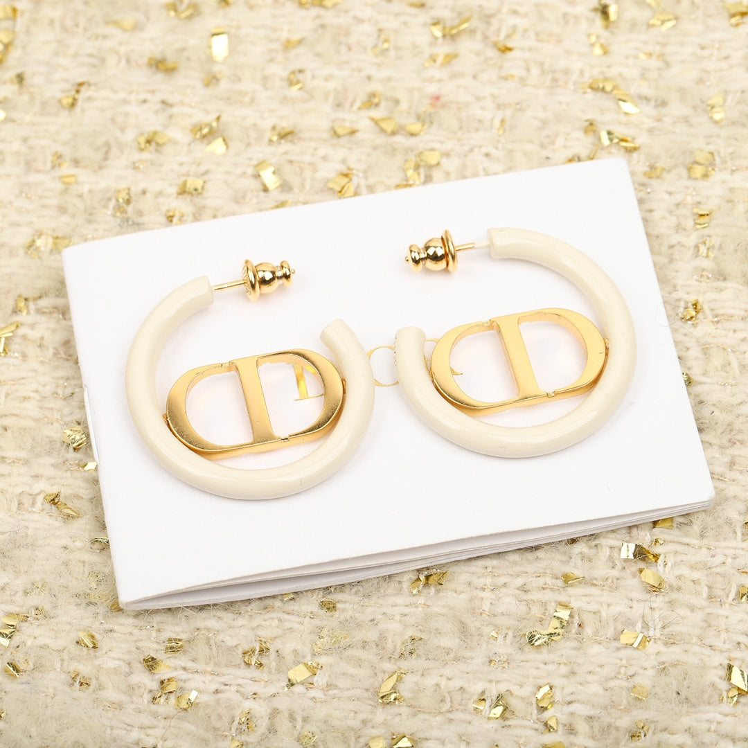 light luxury celebrity style milk tea letter gold simple and versatile earrings eha139