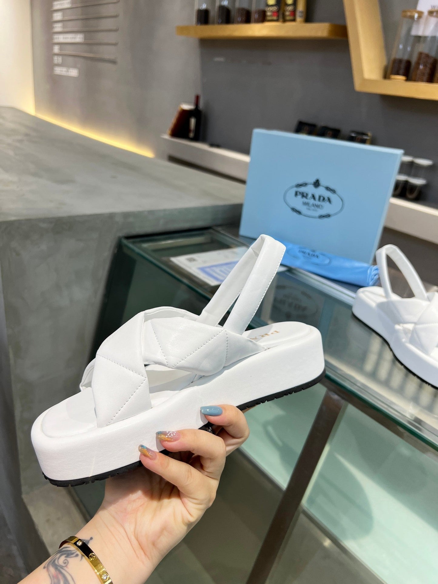 white versatile open toe leather triangle sandals bread shoes xzh139
