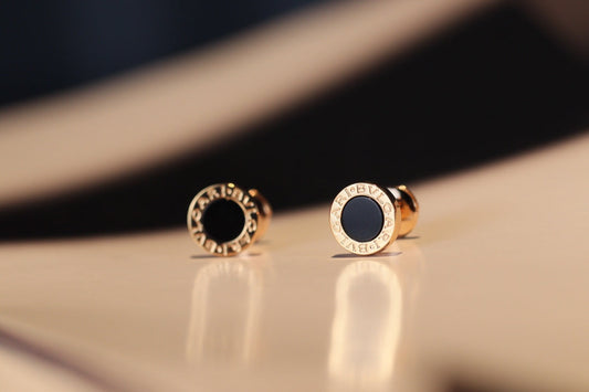 v gold rose gold round cake male and female couple earrings eha153