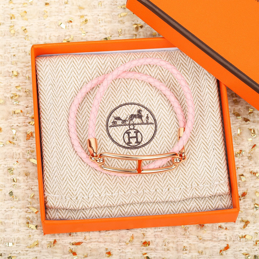 Sakura Pink Leather Rope Bracelet SLA184