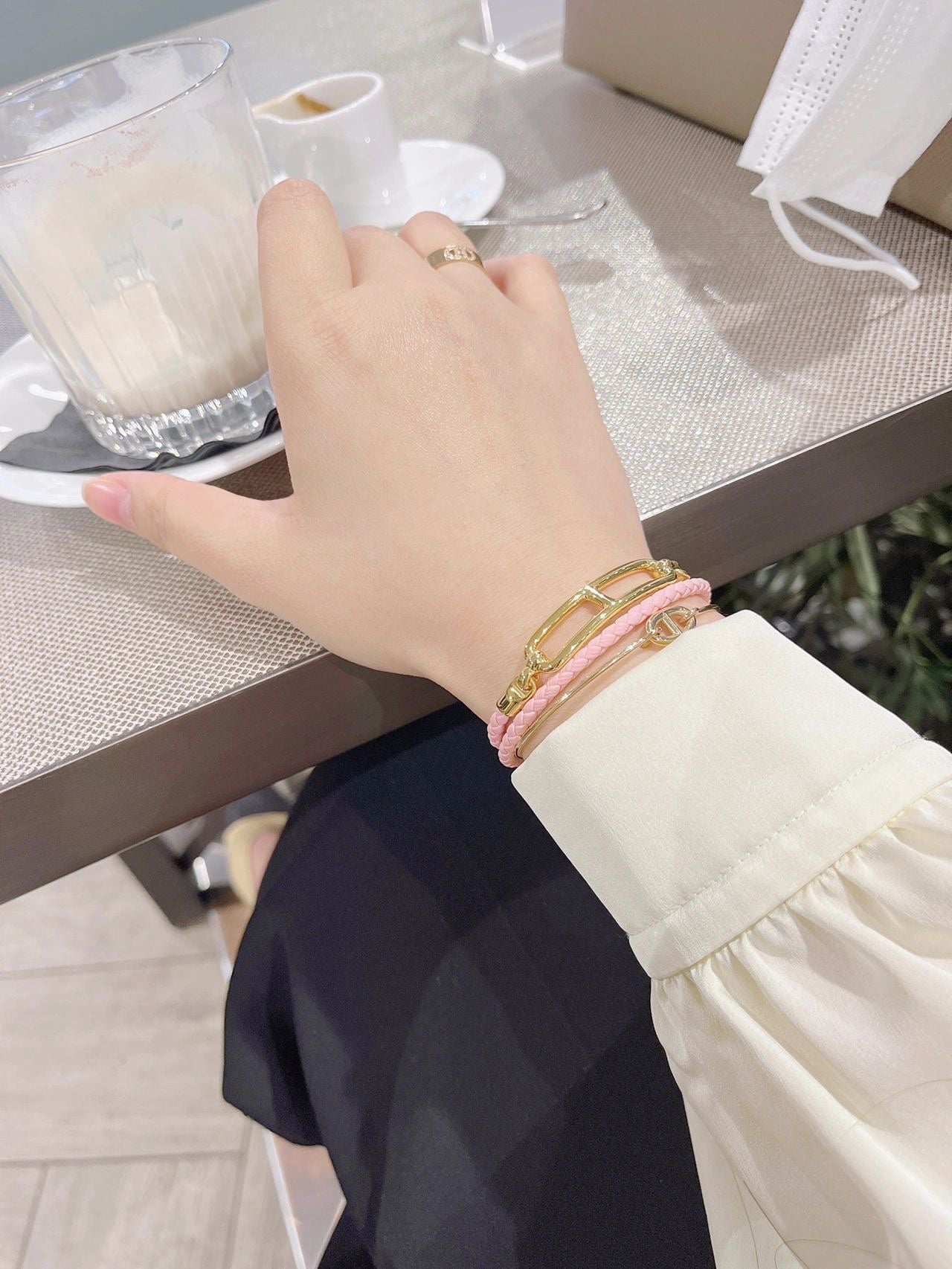 Sakura Pink Leather Rope Bracelet SLA184