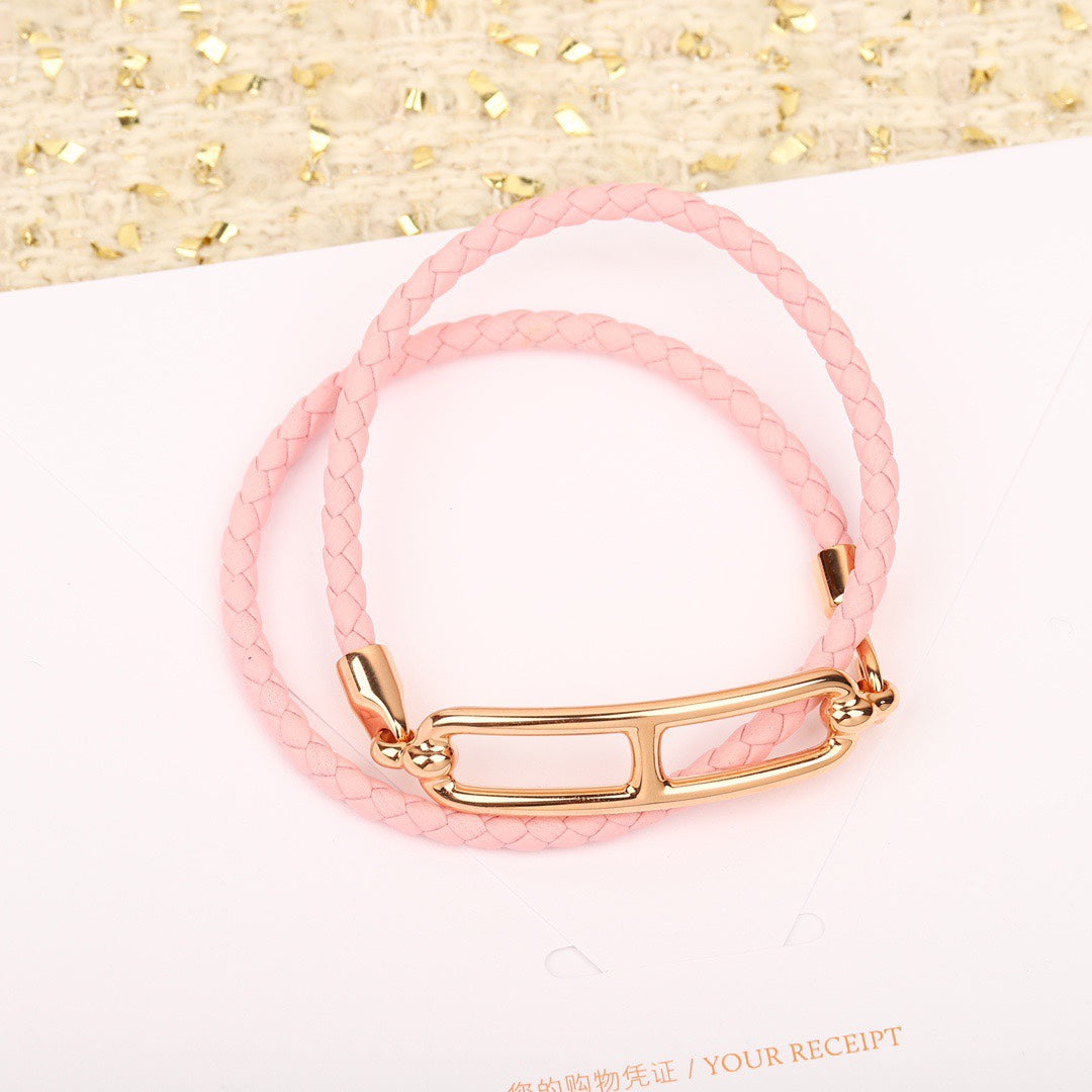 Sakura Pink Leather Rope Bracelet SLA184