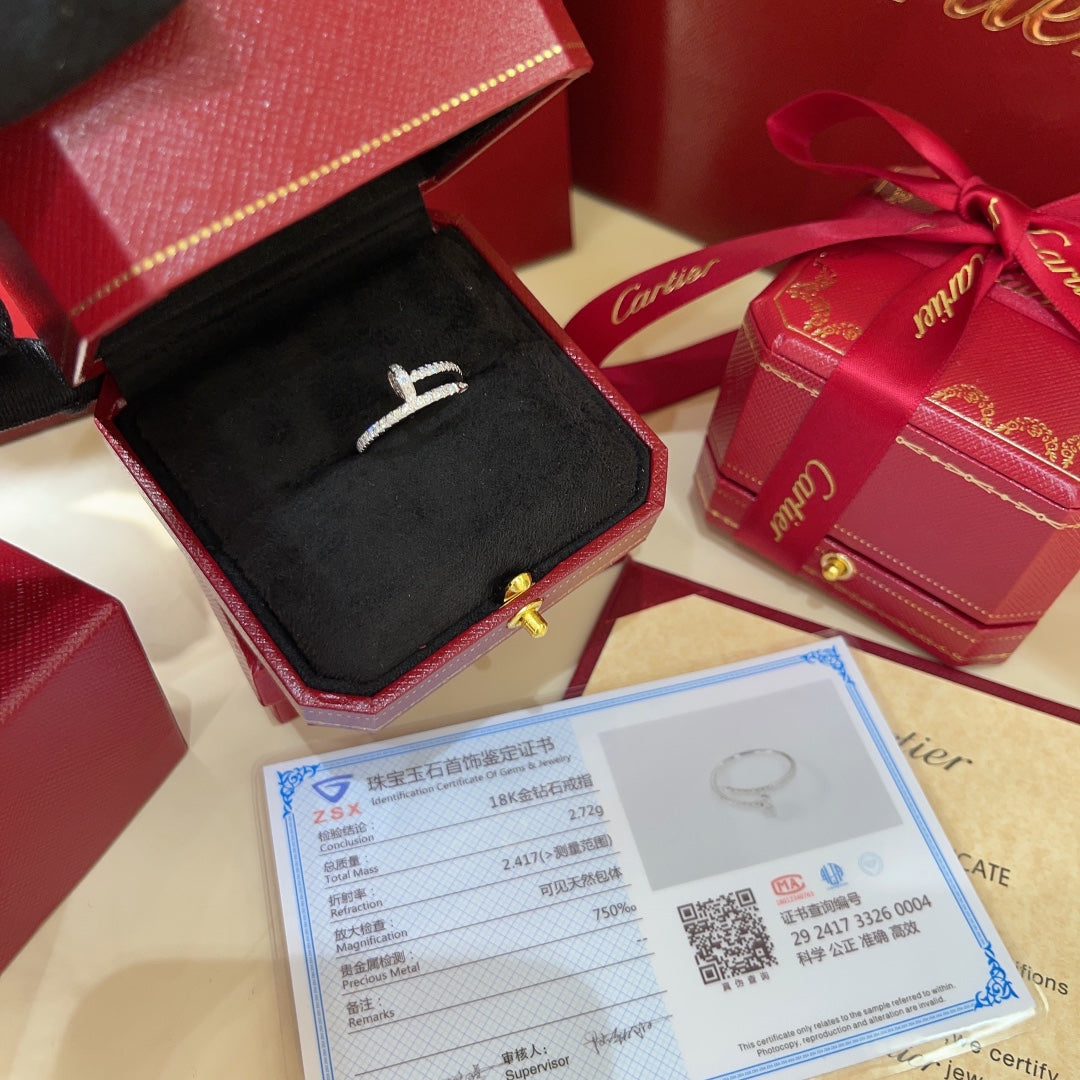 18k platinum nail full diamond ring jzc21