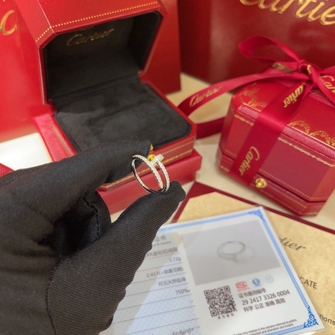 18k platinum nail full diamond ring jzc21