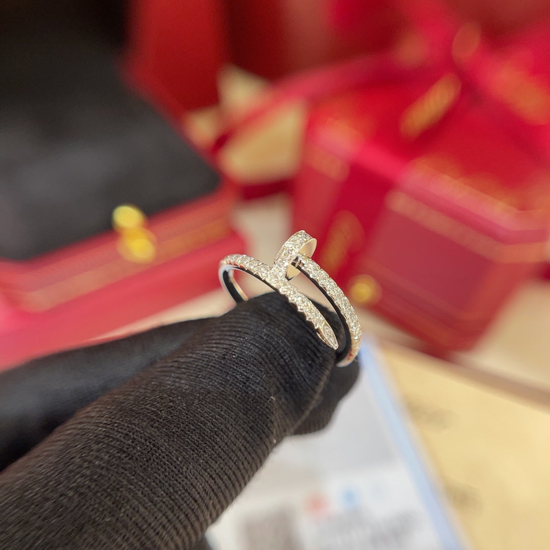 18k platinum nail full diamond ring jzc21