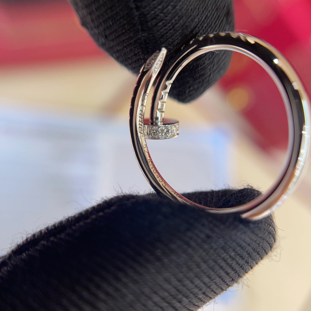 18k platinum nail full diamond ring jzc21