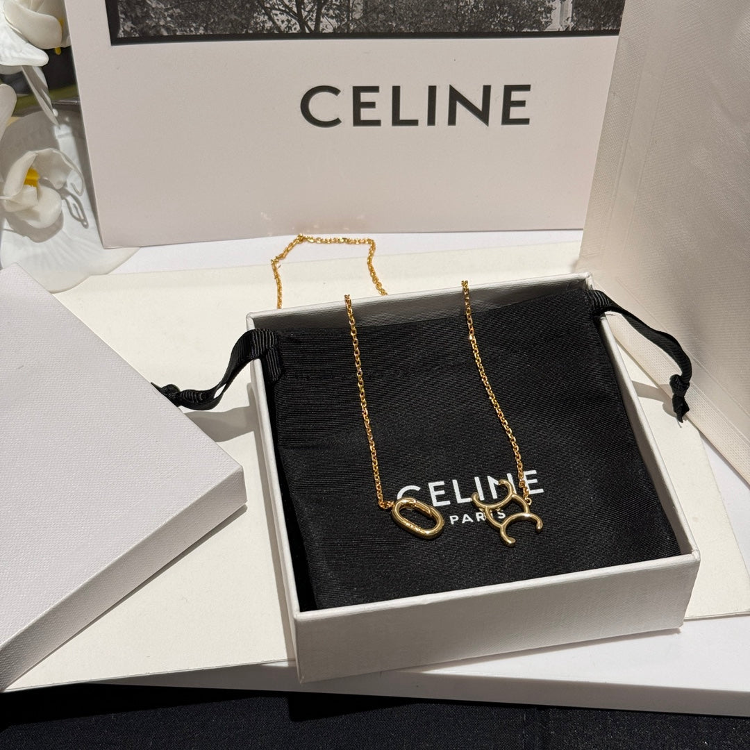 Celine Hollow Letter Gold Necklace XLC113