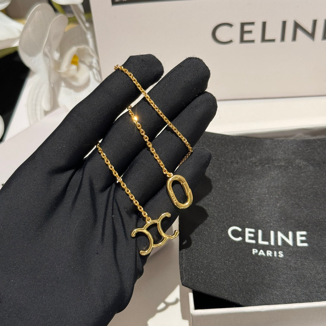 Celine Hollow Letter Gold Necklace XLC113