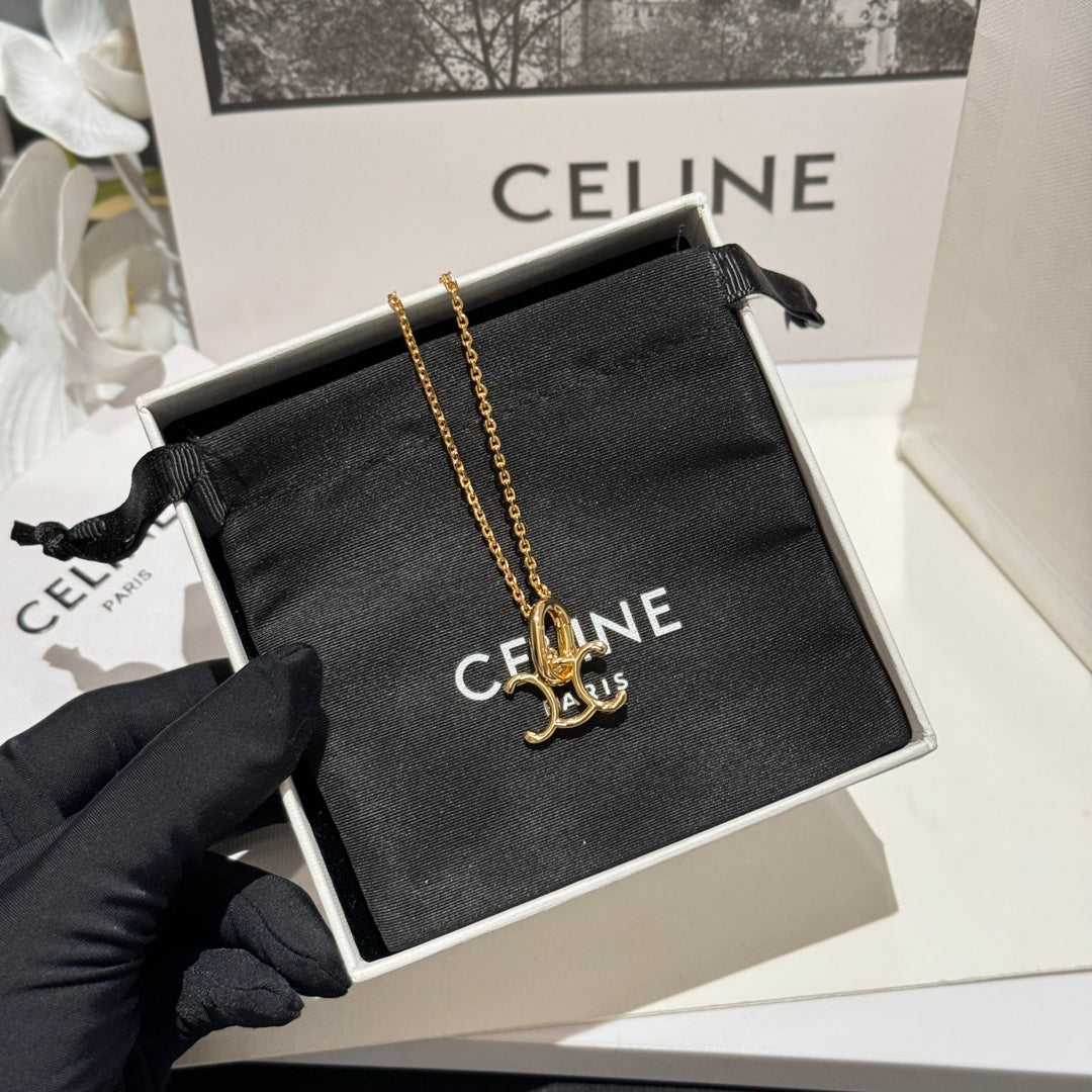 Celine Hollow Letter Gold Necklace XLC113