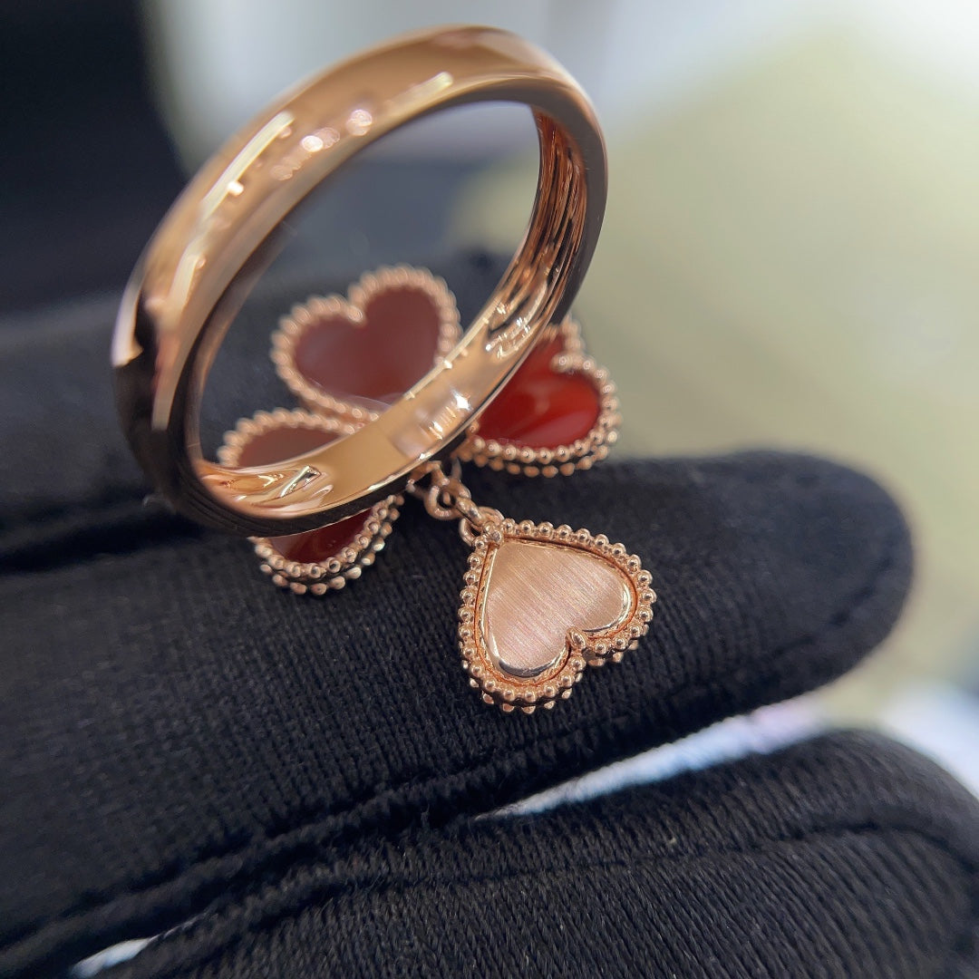 clover red agate small love rose gold ring jzc18