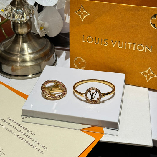 gold crystal ring with diamond brooch xzc4