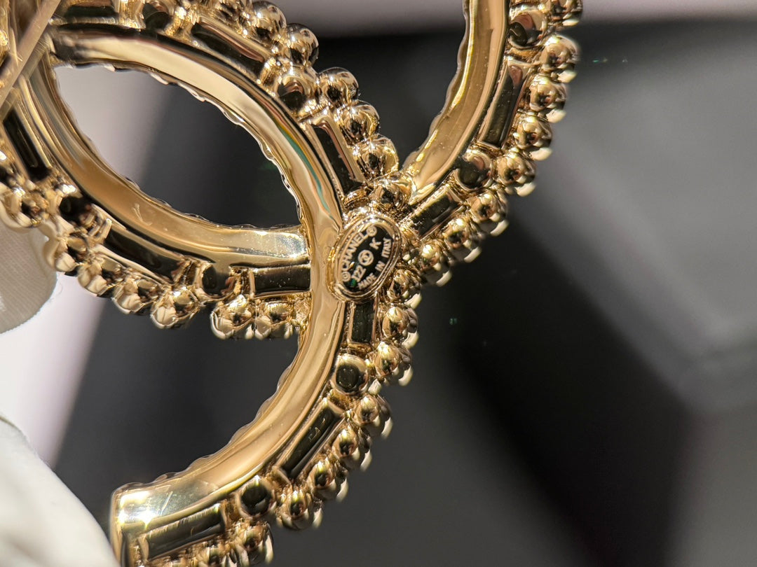 24k rectangular diamond pearl gold brooch xzc6