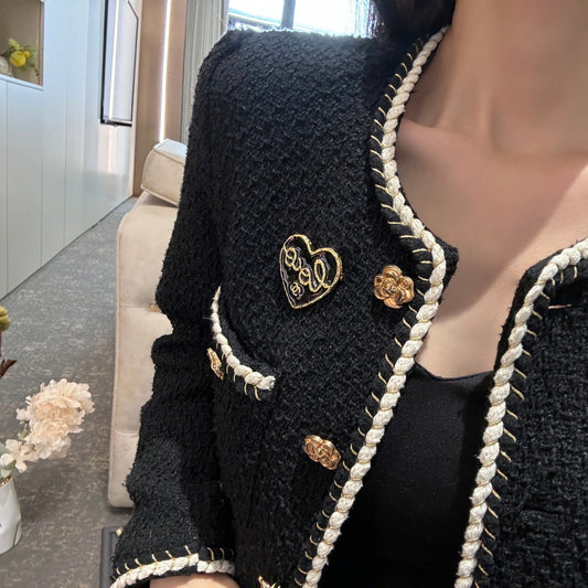 black gold lava enamel heart brooch xzc9