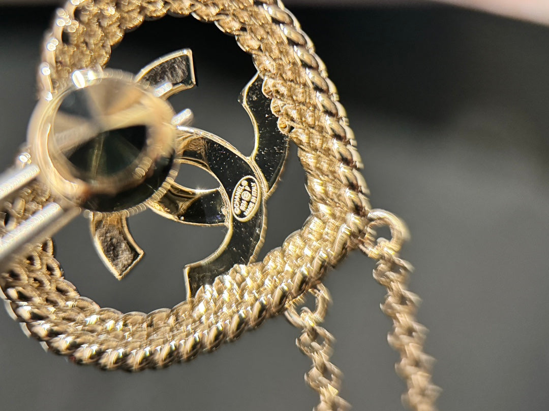 hollow woven love pentagram tassel silver brooch xzc11