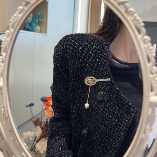 tennis racket pearl limited edition gold brooch xzc17