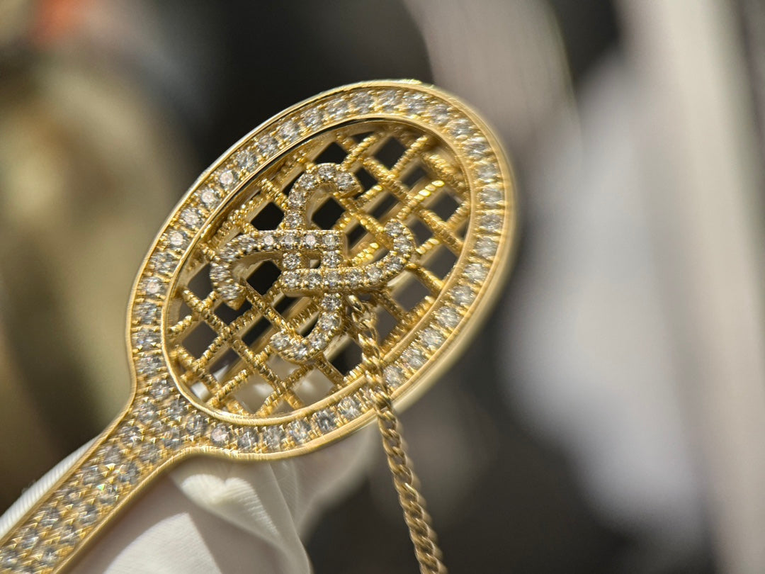 tennis racket pearl limited edition gold brooch xzc17