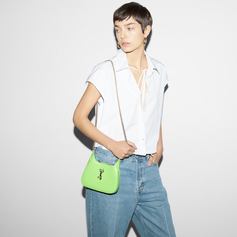 jackie notte green chain cross shoulder handbag 782889