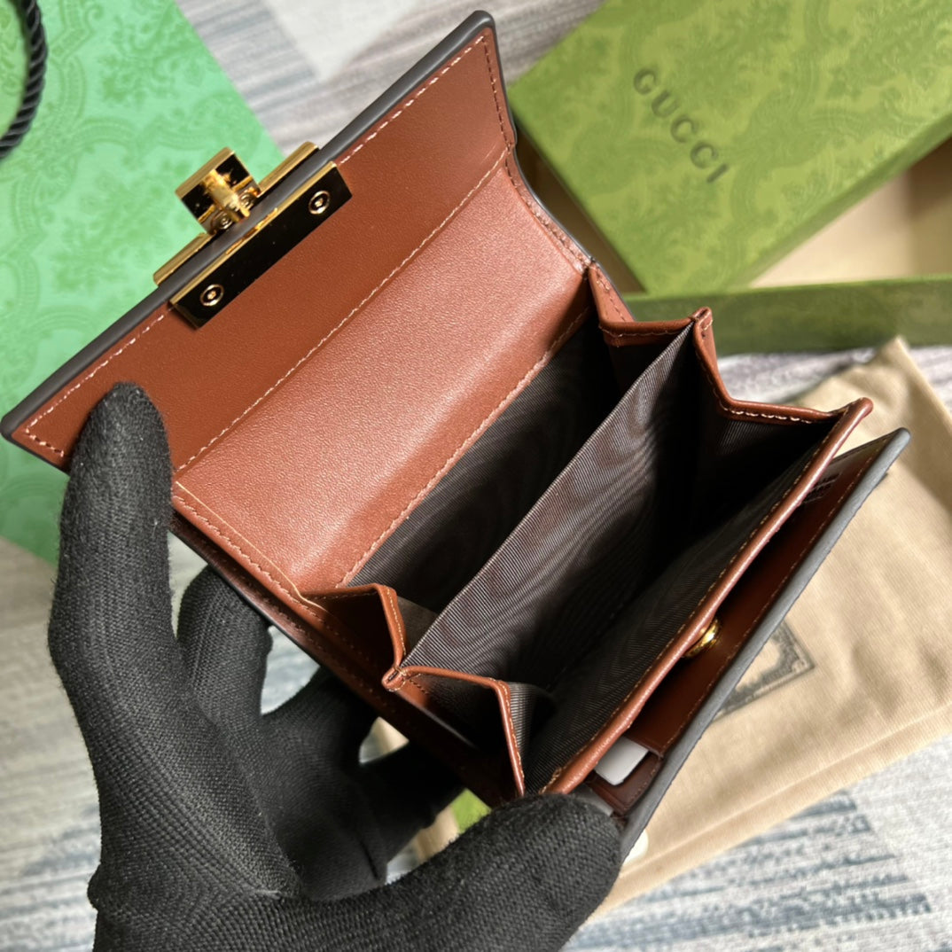 padlock series 11cm black leather wallet short clip wallet 453155