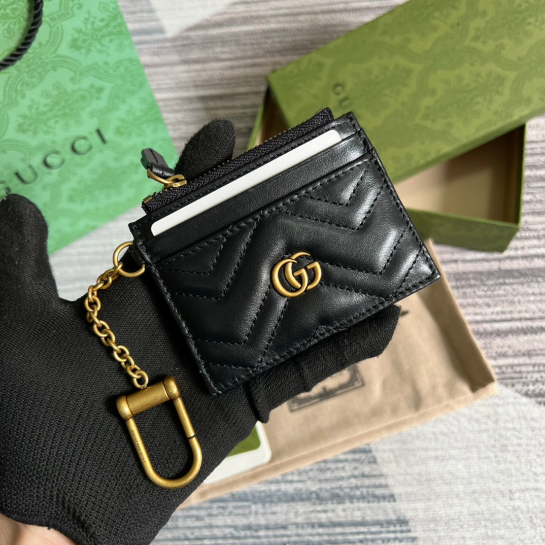 gg marmont series black 10cm small square zero wallet 627064