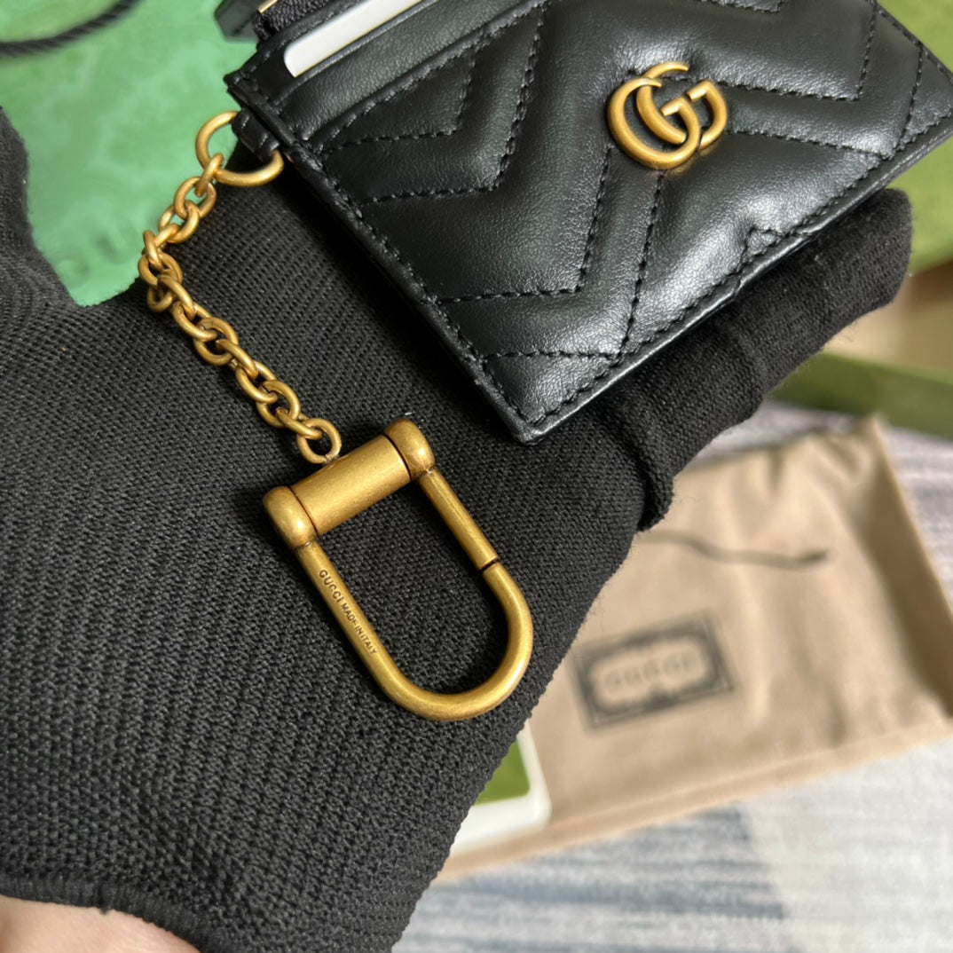 gg marmont series black 10cm small square zero wallet 627064