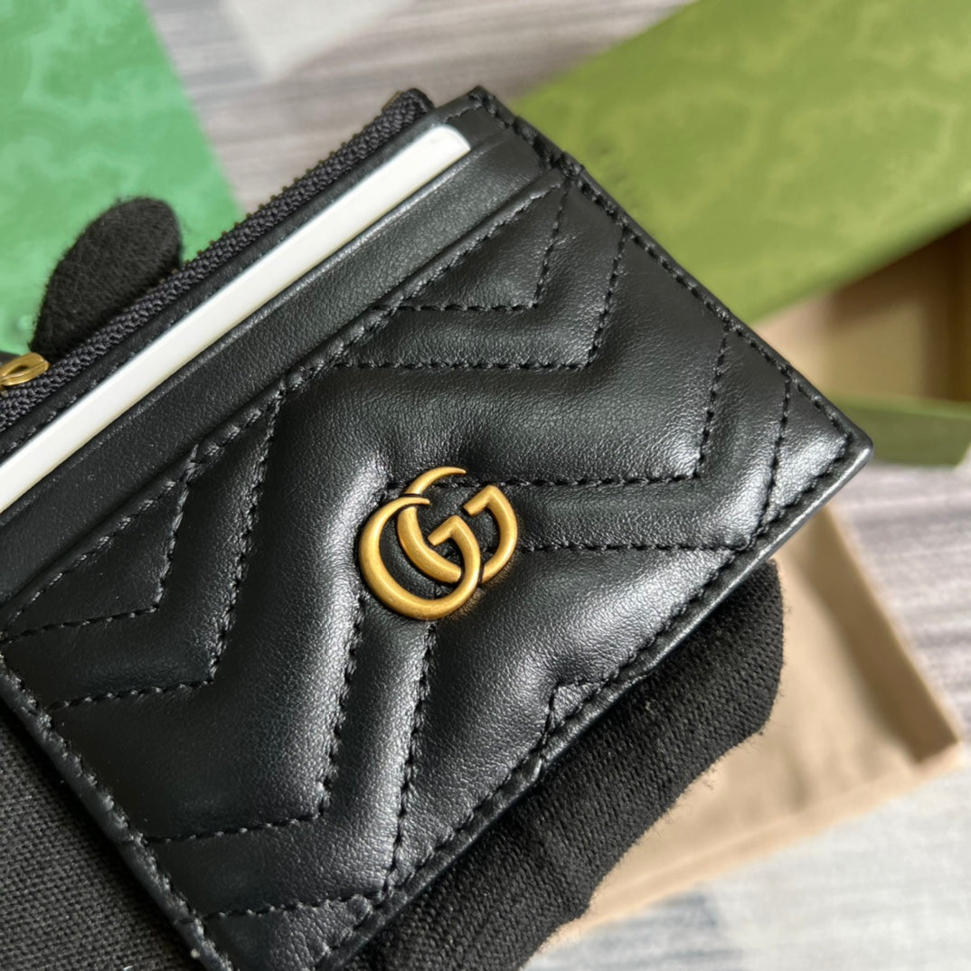 gg marmont series black 10cm small square zero wallet 627064