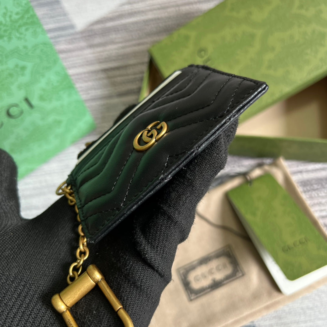 gg marmont series black 10cm small square zero wallet 627064