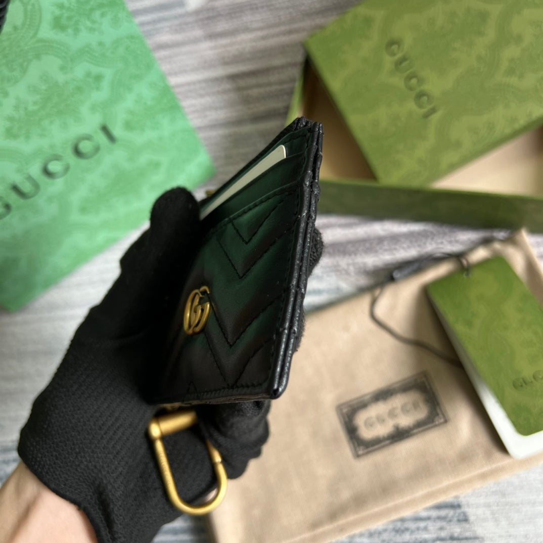 gg marmont series black 10cm small square zero wallet 627064