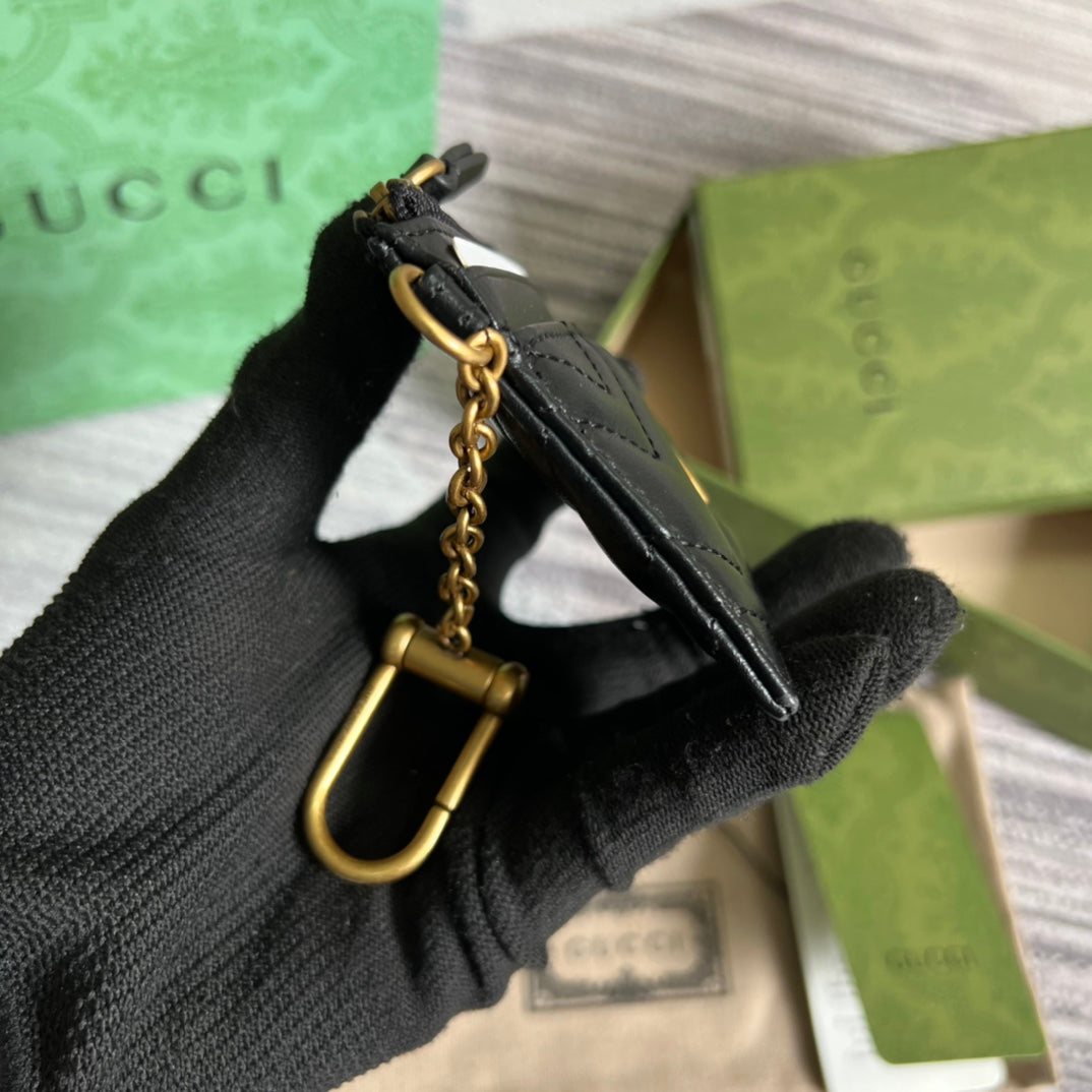 gg marmont series black 10cm small square zero wallet 627064