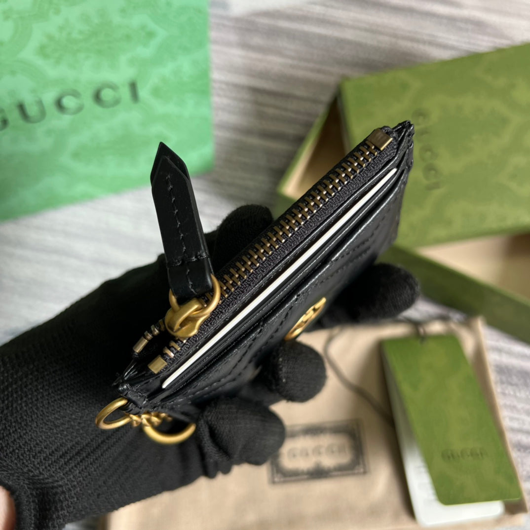 gg marmont series black 10cm small square zero wallet 627064