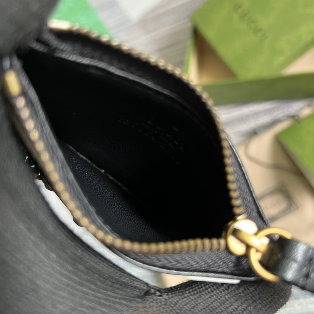 gg marmont series black 10cm small square zero wallet 627064