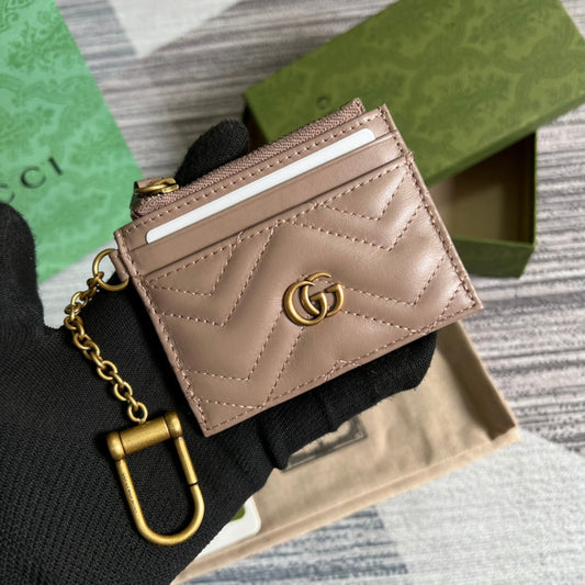 marmont series milk tea color 10cm small square coin wallet 627064