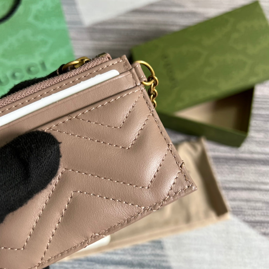 marmont series milk tea color 10cm small square coin wallet 627064