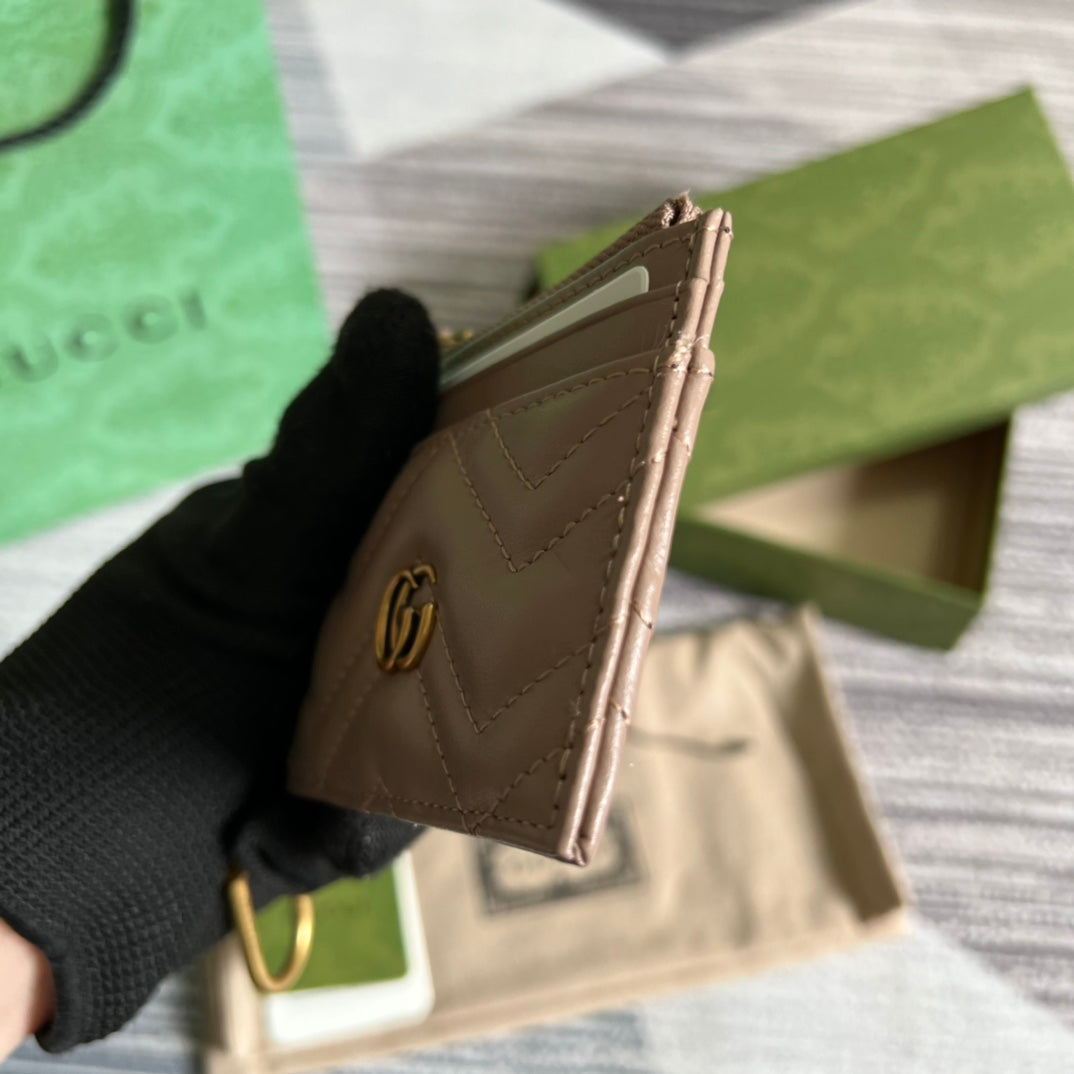 marmont series milk tea color 10cm small square coin wallet 627064